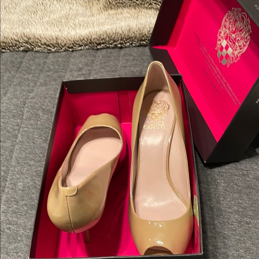 Elegant Tan Peep-Toe Heels